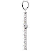 14K White 1 3/8 CTW Natural Diamond Cross Pendant